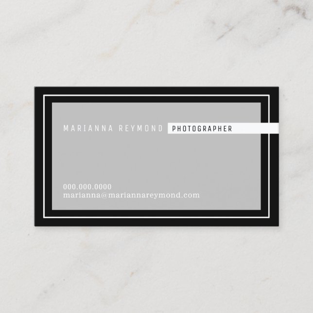 grått/svartvit, modern, fotograf visitkort (Framsida)