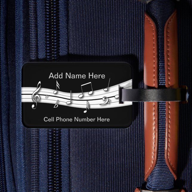 Grått svartvit musik noter poäng bagagebricka (Baksida Insitu 2)