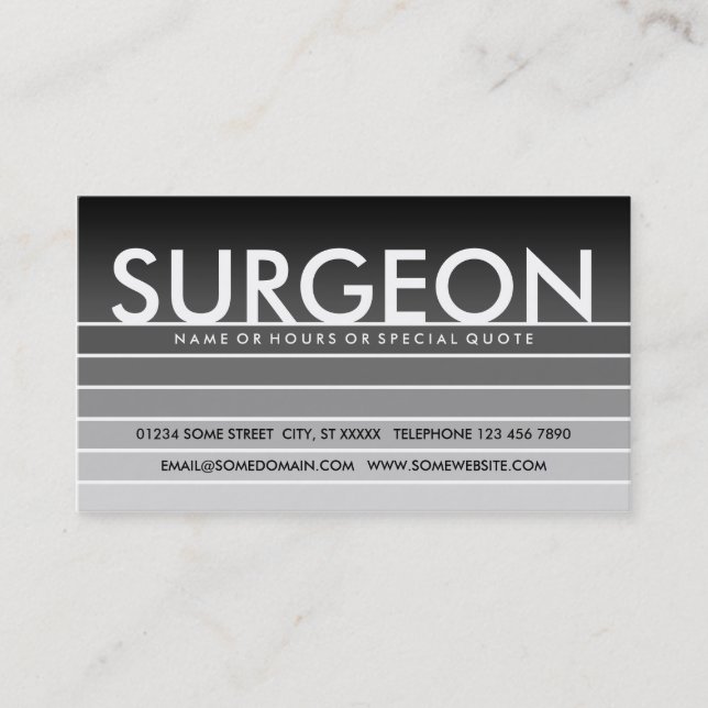 grått swatch SURGEON Visitkort (Framsida)