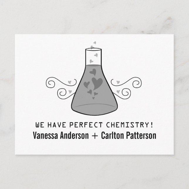 Grått Sweet Chemistry Save Date Postcard Meddelande Vykort (Framsida)