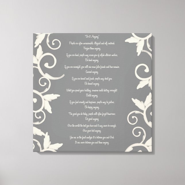 Grått Swirl "Do It ändå" Wrapped Canvas Print (Framsida)