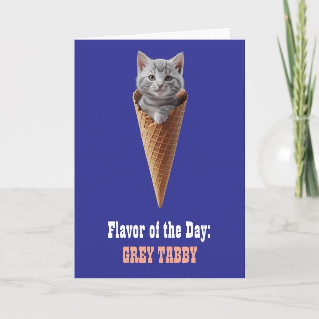 Grått Tabby Cone Kort (Framsida)