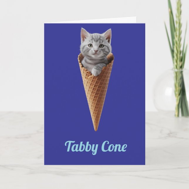 Grått Tabby Cone Kort (Framsida)