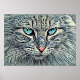 Grått Tabby katt-Blue Öga Poster