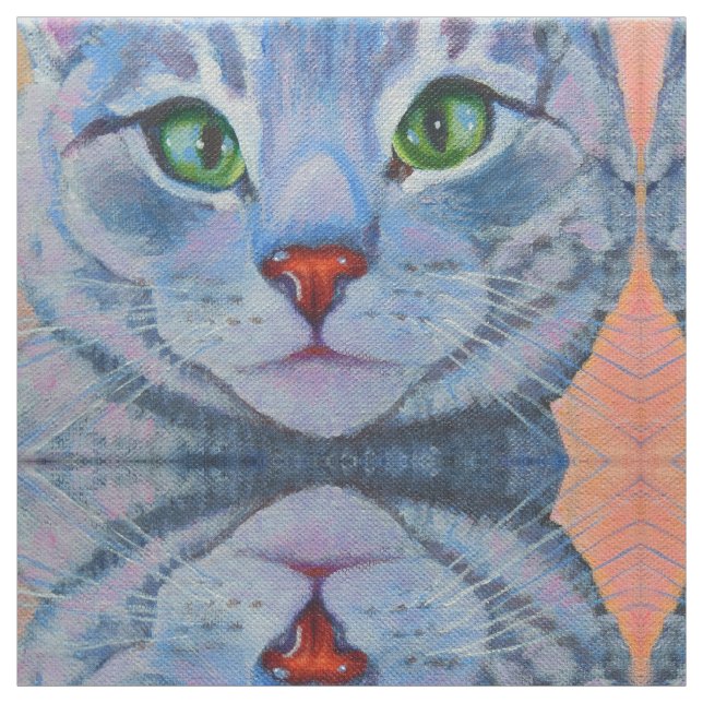 Grått Tabby katt Fabric for Ansikte Masks Tyg (Provkarta)