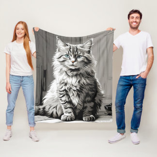 Grått Tabby katt Fleecefilt