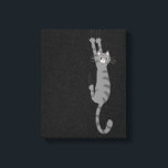 Grått Tabby katt Hanging on | Lättare Grått-randig Canvastryck<br><div class="desc">Vild och Crazy Cat Holding på Klo. Lägg till lite roligt i ditt livsrum med det här lustiga tabby katt älskare art. Gör en underbar gåva till kattfolk. En originaldesign ©Jenn Inashvili.</div>