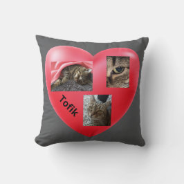 Grått Tabby katt - i hjärtat av minnen Kudde