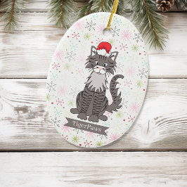 Grått Tabby katt jul Pet Ornament