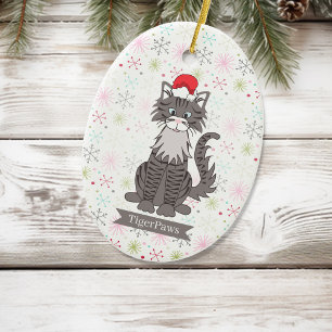 Grått Tabby katt jul Pet Ornament