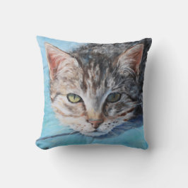 Grått Tabby katt Öga Fine Art Kudde