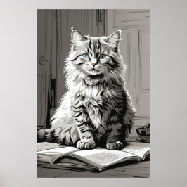 Grått Tabby katt Poster