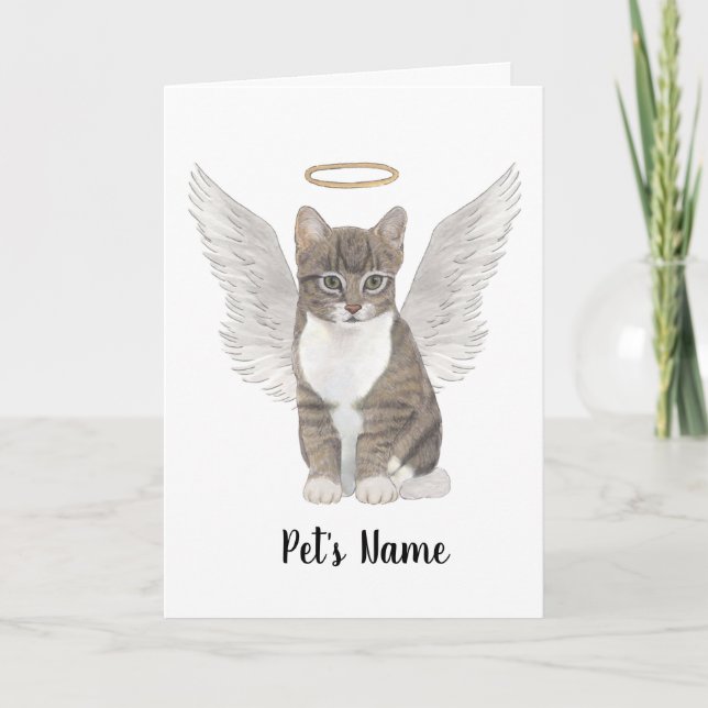 Grått Tabby katt Sympathy Memorial Kort (Framsida)