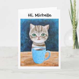 Grått Tabby Kitten Cat Funny Cute Anpassningsbar H Kort