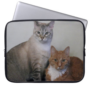 Grått Tabby och Orange Tabby katt Laptop Fodral
