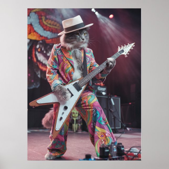 Grått Tabby Rocker Poster (Framsidan)