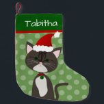 Grått Tabby Santa Kattunge Liten Julstrumpa<br><div class="desc">Skapa en personlig för katt eller kattlover. Den här designen består av en söt grått-tabb från tecknad katt och julklapp med möjlighet att anpassa sig efter dina behov. Ursprunglig design av Night Uggla Menagerie,  2020.</div>