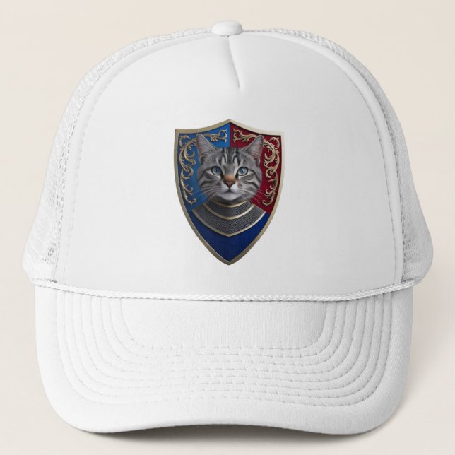Grått Tabby Shield Baseball Cap Keps (Framsida)