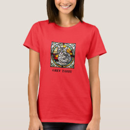 Grått Tabby Stached Glass T Shirt