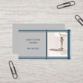 Grått Tailor Sewing Maskin Affärskort Visitkort