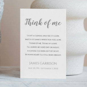 Grått Tänka Firande av Life Candle Placeringskort