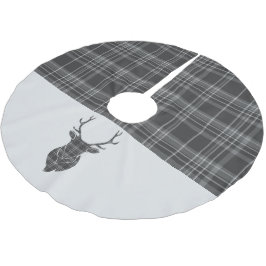 Grått Tartan Julgransmatta Borstad Polyester
