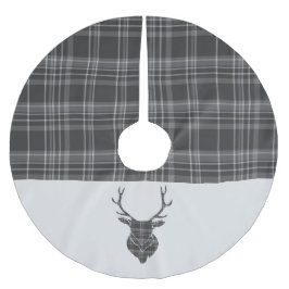 Grått Tartan Julgransmatta Borstad Polyester