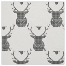 Grått Tartan Stag Head Antler Rustic Mönster Tyg