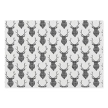 Grått Tartan Stag Head Antler Rustic Patternc