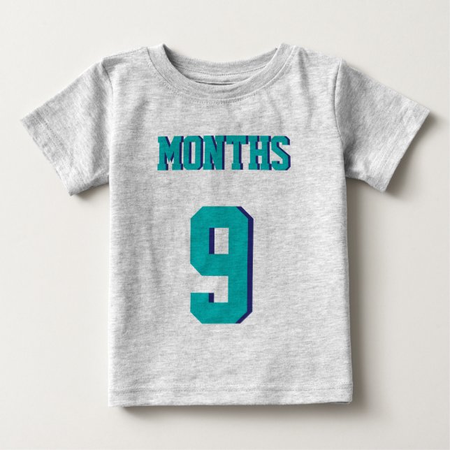 Grått & Teal Baby | Idrottsedel Jersey Design Tee Shirt (Framsida)