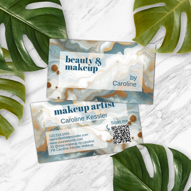 Grått Teal Blue Guld White Marble Art Mönster Visitkort (Skapare uppladdad)