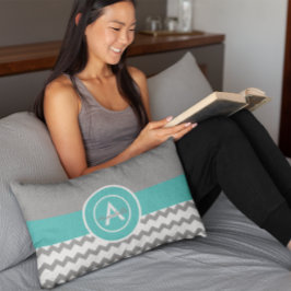 Grått Teal Chevron Lumbarkudde