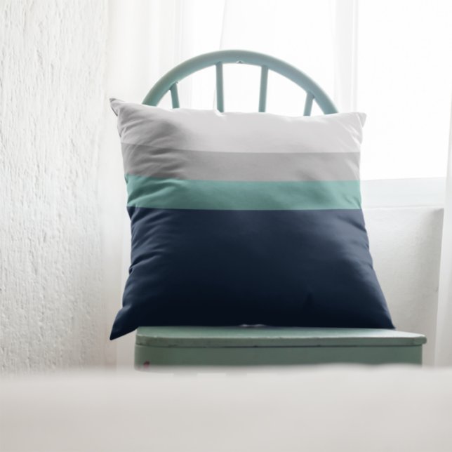 Grått Teal Colorblock Rand Dekorativ kudde (Skapare uppladdad)