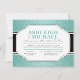Grått & Teal Damast Bröllopsmottagning ENDAST Inbjudningar