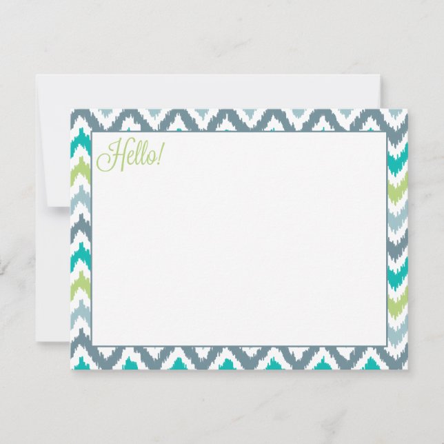 Grått Teal Grönt Zigzag Tribal Ikat Mönster (Framsida)