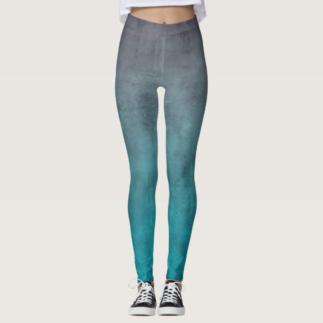 Grått Teal rustic ombre Leggings (Framsida)