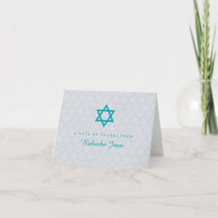 Grått Teal Star of David Bat mitzvah Tack Kort