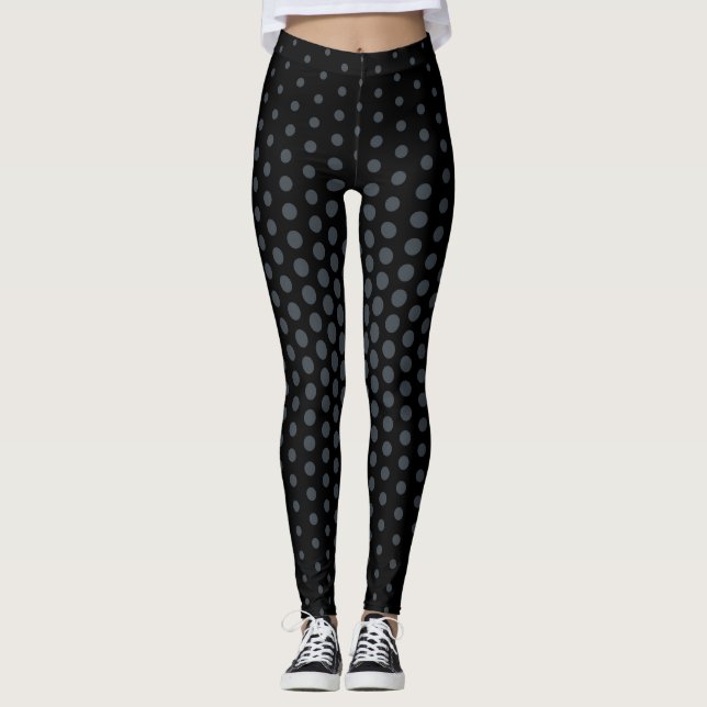 Grått Techno Dot Mönster Leggings (Framsida)