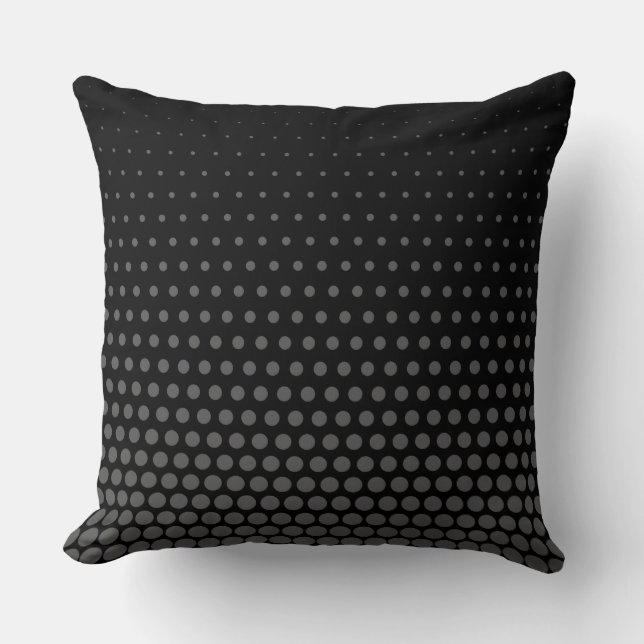 Grått Techno Dots Modern Black Kudde (Framsida)