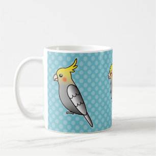 Grått Tecknad Cockatiel Parrot Bird Kaffemugg