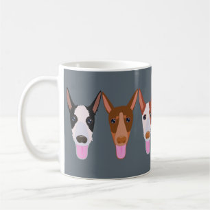 Grått Tecknad Podenco Hund Ansikte Kaffemugg