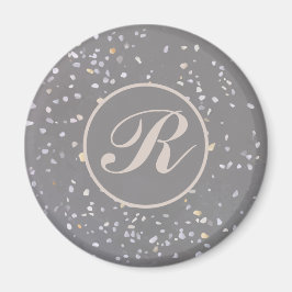 Grått Terrazzo Stone Magnet