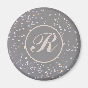 Grått Terrazzo Stone Magnet