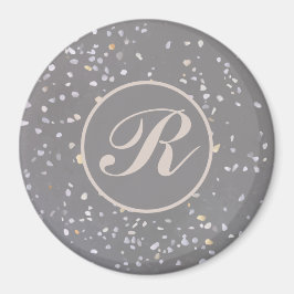 Grått Terrazzo Stone Magnet