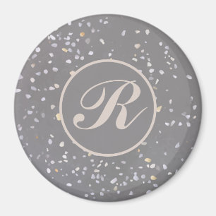 Grått Terrazzo Stone Magnet