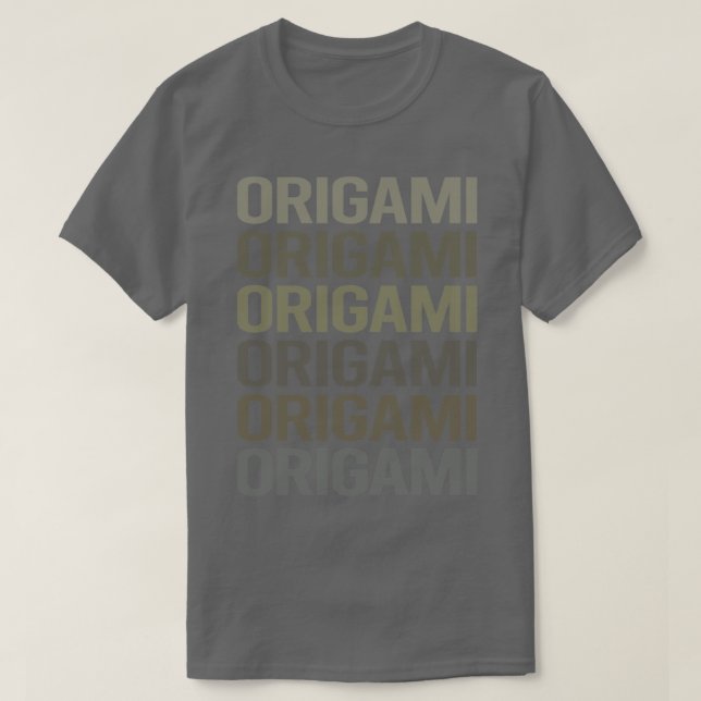 Grått Text Art Origami T Shirt (Design framsida)