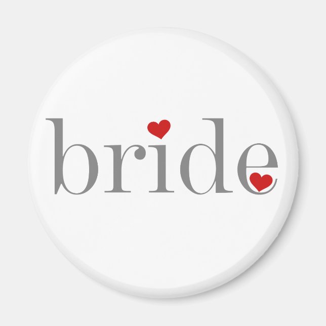 Grått Text Bride Magnet (Framsidan)