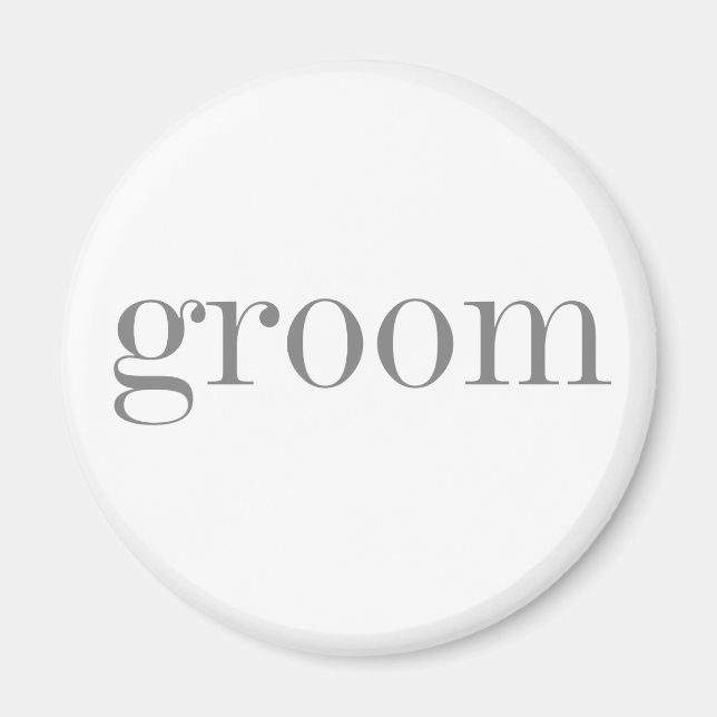 Grått Text Groom Magnet (Framsidan)