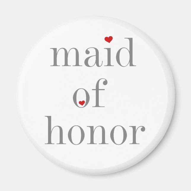 Grått Text Maid of honor Magnet (Framsidan)