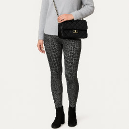 Grått Texturerad Faux Crokodile Leggings
